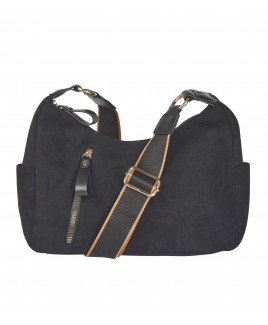 Lorenz  Suedette Finish Grain PU Mid-Sized Top Zip Softly Curved Shoulder Bag with Front Zip & 2 Side Pockets-Sold Out -Awaiting New Stock!!
